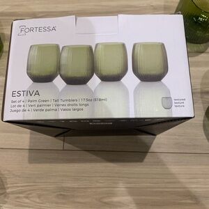Fortessa Estiva Palm Green Textured Tumblers - Set of 4